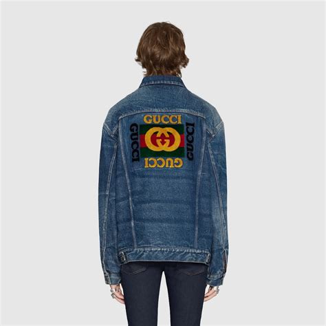 gucci oversize denim jacket with patches|genuine Gucci denim jacket.